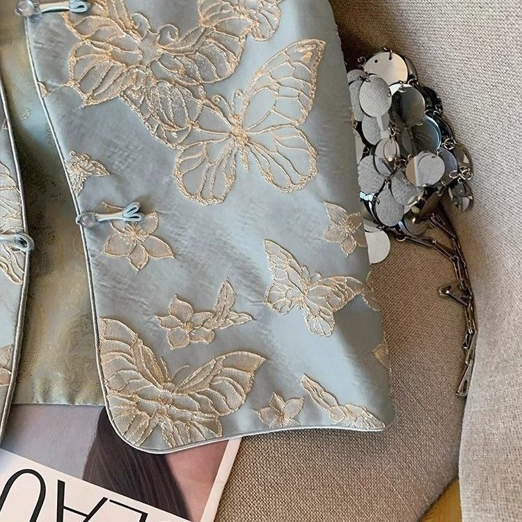 Thin Vest for Women Clothing Ethnic Style Embroidery Vintage Clothes Streetwear Coats Women Jackets Chinese Style Casual Summer