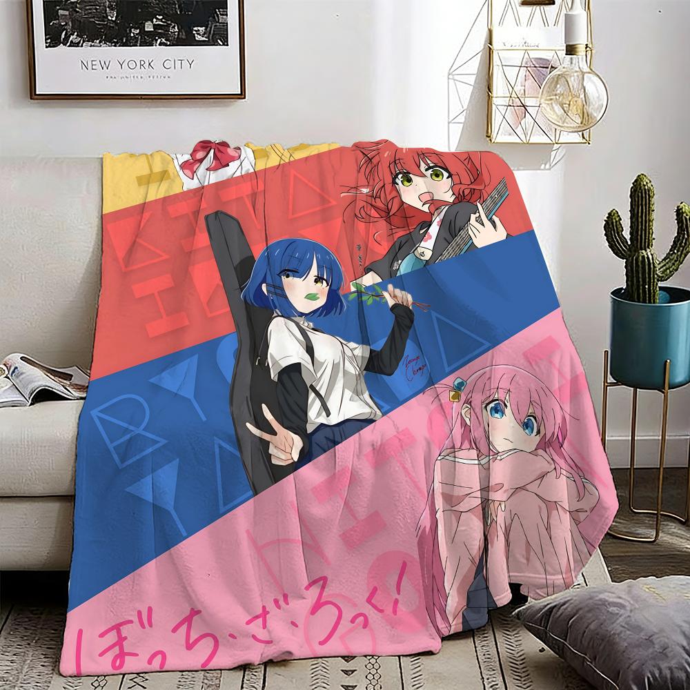 Anime Bocchi The Rock Throw Lightweight 240g Flannel Blanket Soft Skin-friendly for Summer Cooling 75X95CM