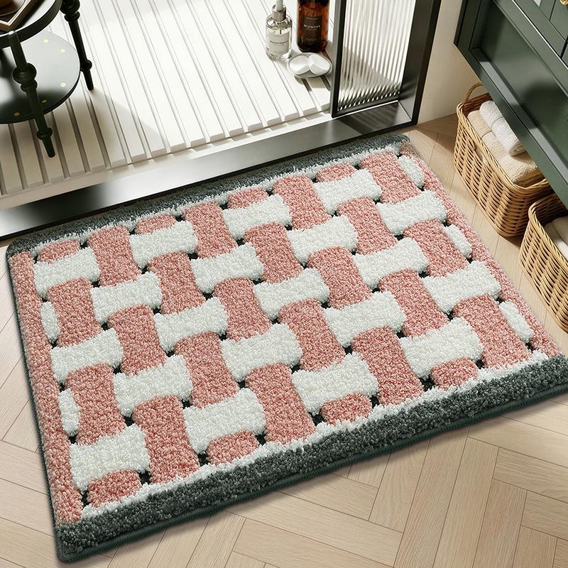 Flocked Non Slip Bathroom Mat Super Absorbent Quick Dry Shower Rug Machine Washable Soft Bath Floor Mat for Home Door Mat