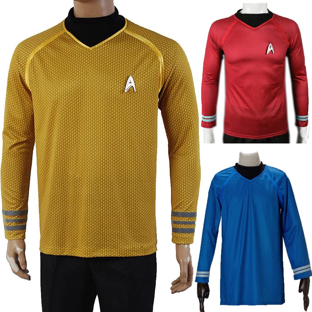 Into Darkness Captain Kirk Cosplay Tshirt Costume Tops With Badge