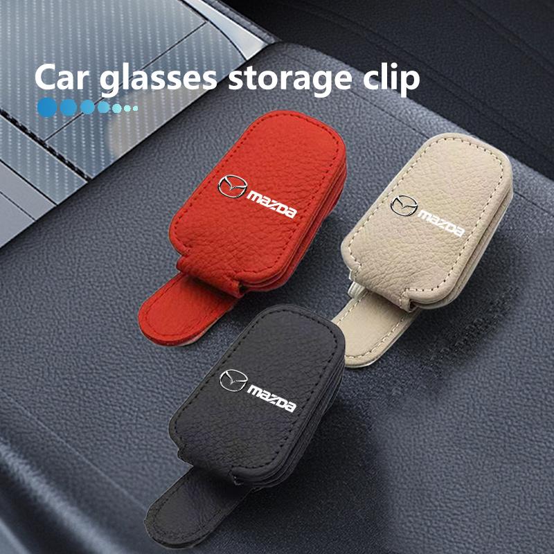 For Mazda PU Leather Car Sunglasses Holder Multi-Purpose Glasses Ticket Clip Axela Speed 6 CX3 CX4 CX5 CX7 CX8 CX9 MS Demio