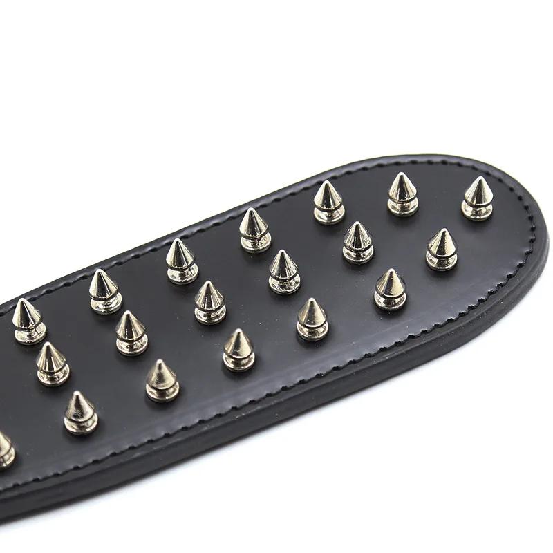Reținere din piele groasă pe două fețe Spank Bondage Roleplay Flogger Whip Paddle Whip Cu vârfuri Slap Butt Jucărie sexuală BDSM pentru cuplu