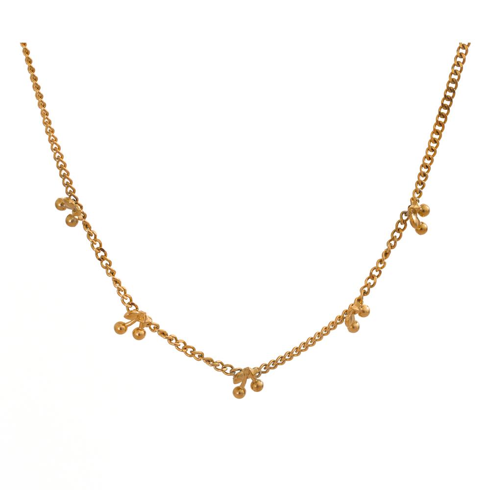 Exclusive Fashion Chic Cherry Chain Gold Color Necklace Gift 18k PVD Plated Waterproof Charm Exquisite Jewelry for Women