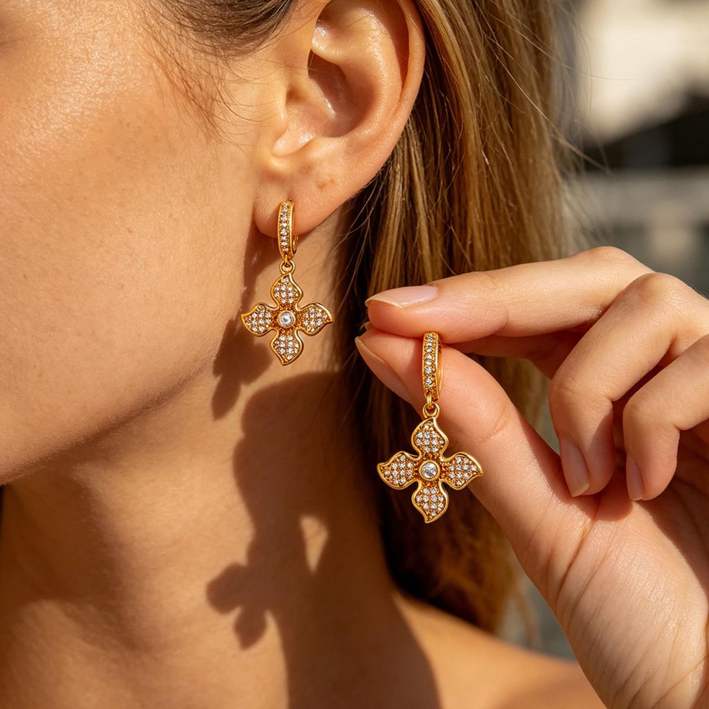 Starfish Drop Hoop Earrings For Women Gold Color Heart Cubic Zirconia Huggie Earring Delicate Beach Jewelry Her Gift Hoops