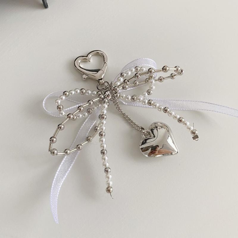 

Y2K Korean Sweet Imitation Pearl Lace Bow Keychain Trendy Keyring Ins Aesthetic Key Holder For Girl Bag Pendant Accessories A3