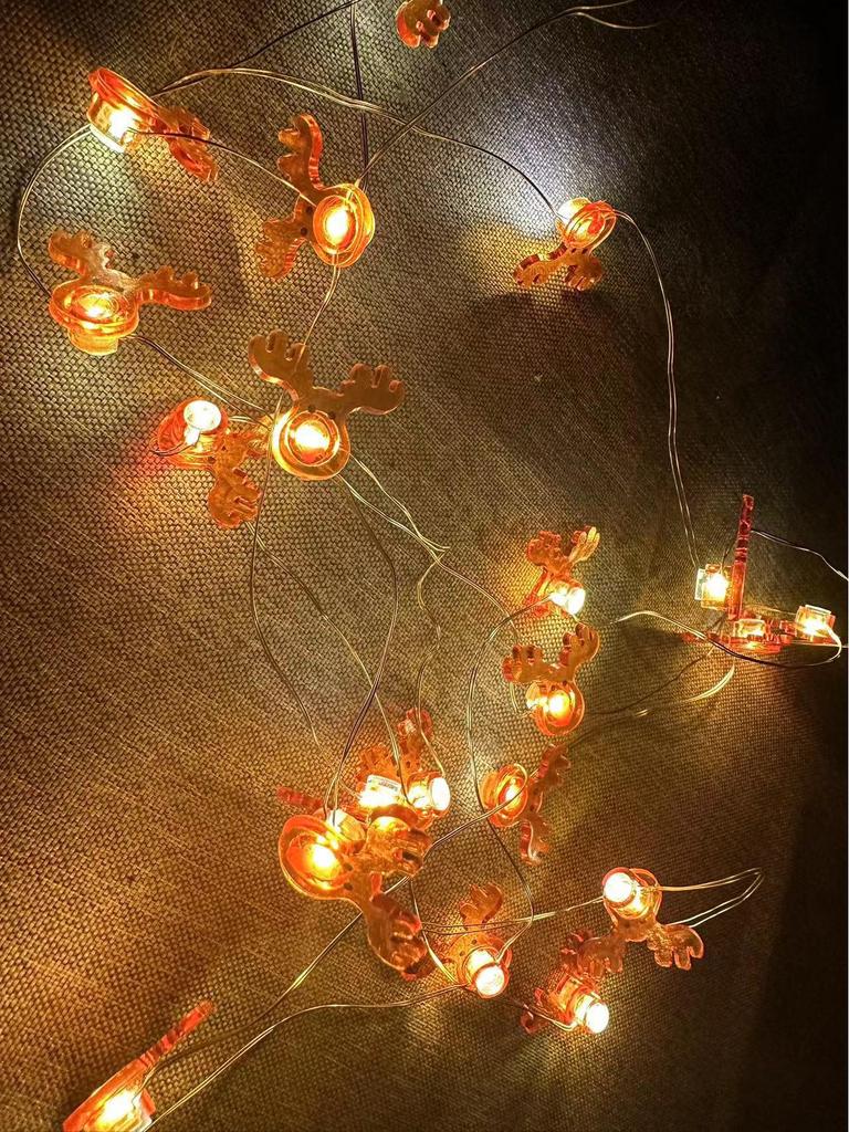 Christmas LED Lights: Santa, Snowman, Reindeer, Black Hat, Candy Cane, Gift Box, Bells with Copper Wire Fasteners