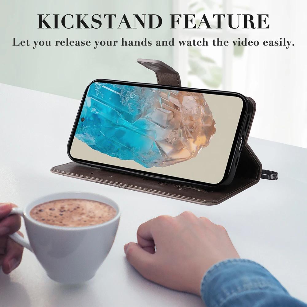 3D Embossed Pattern Flip Case For Samsung Galaxy A06 A15 A16 A24 A25 A35 A55 Shockproof Book PU Leather Wallet Cover Card Holder