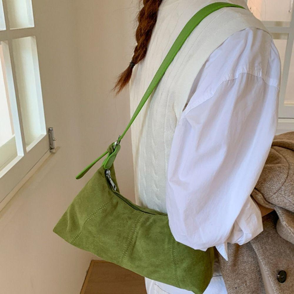 Large Capacity Slouchy Hobo Bags Shoulder Bag Solid Color Tote Bag Suede Pillow Handbag  Summer