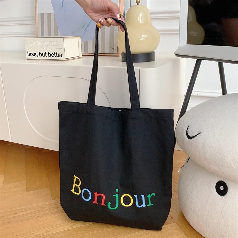 1 Canvas Bag Summer Alphabet Print Tote Bag Student Dress Book Large Capacity Literary Canvas Women's Bag