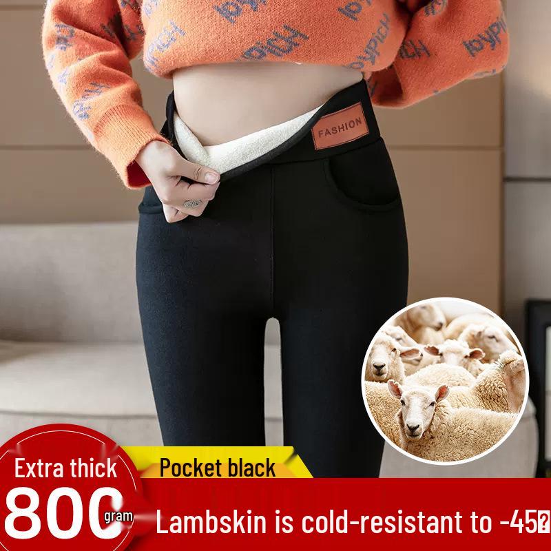 

Жіночі кашемірові бавовняні штани на флісовій підкладці: Морозостійкі, підтягуючі стегна, осінньо-зимові легінси. XL (106-120 jin)