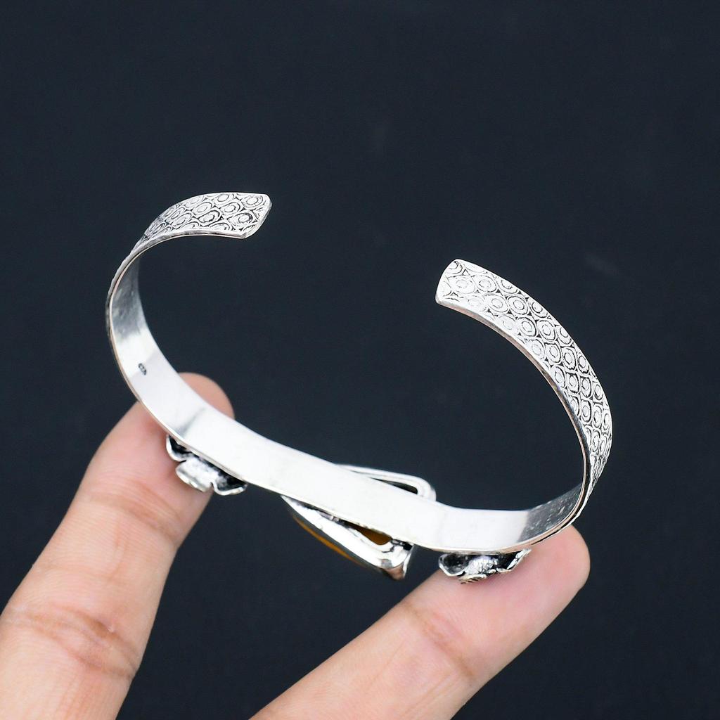 Halloween Deal Mookaite Gemstone 925 Silver Wife Birthday Artisan Flower Bangle