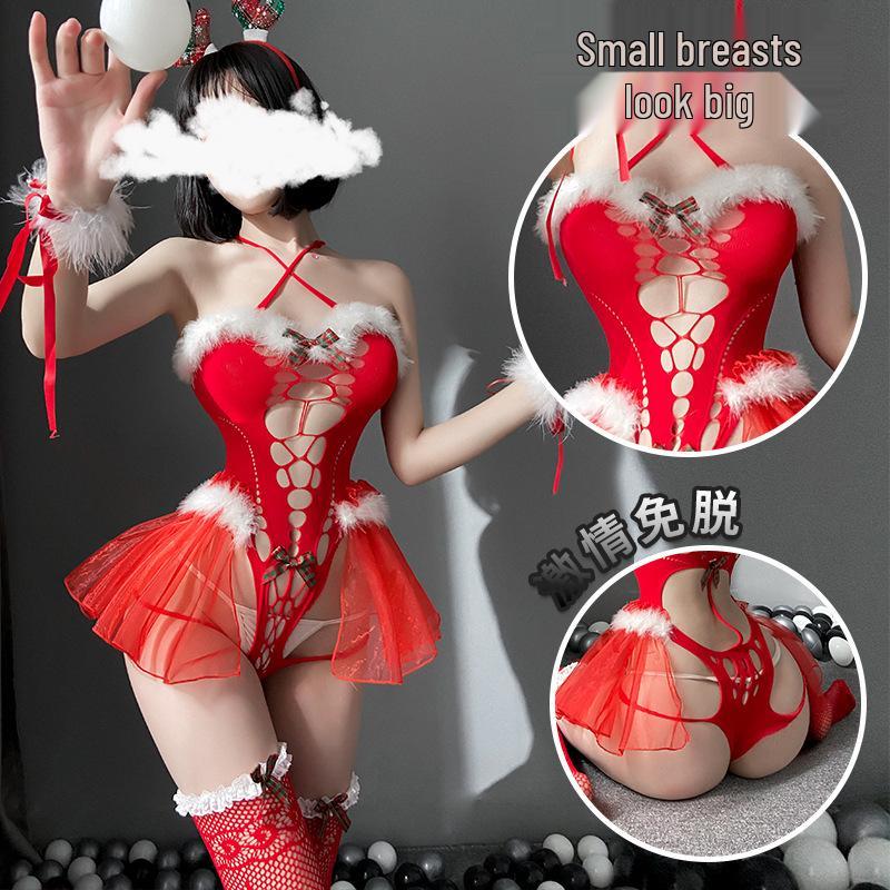 Sultry Christmas & Halloween Lingerie Set: Sheer Mesh Stockings