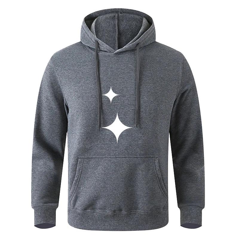 Autumn Fleece Drawstring Pocket Printed Long - Sleeve Loose Hooded Korean Fashion Sweatshirt with Drawstring Pocket Hoodie