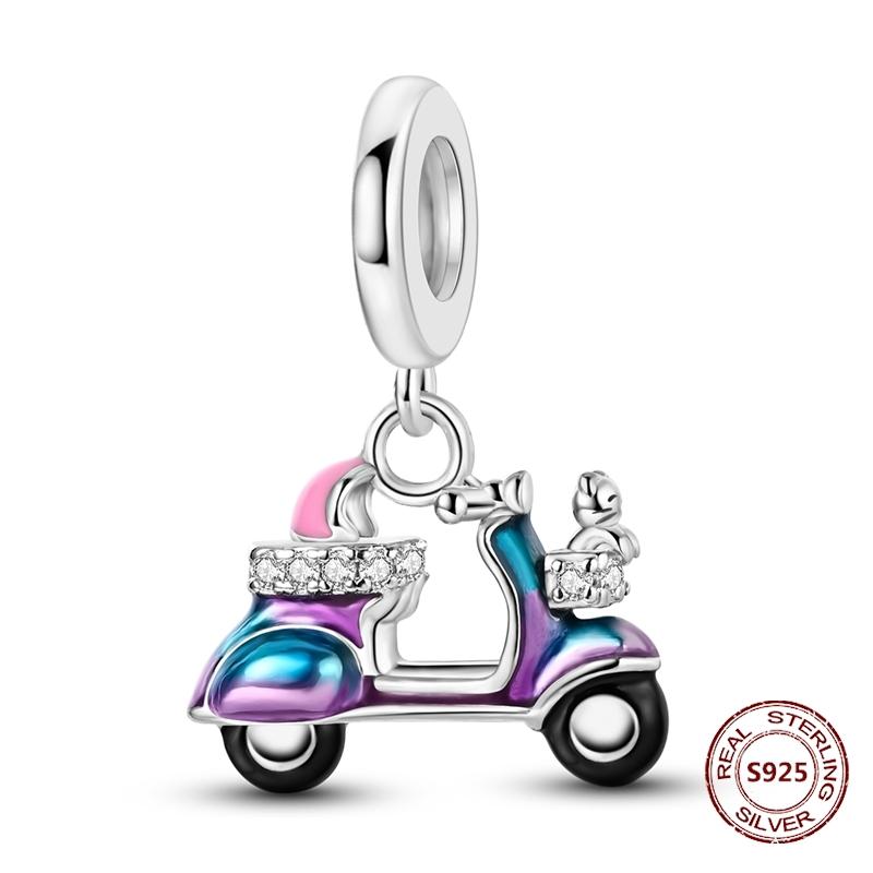 copper Travel Suitcase Motorcycle Car Bicycle Charm Bead Charms Pendents Compatible With Authentic Bracelets Fine Do It Yourself Birthday Jewellery Gi
