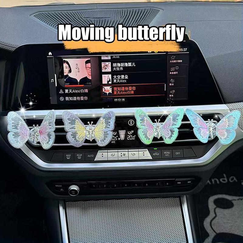 Moving Butterfly Car Dashboard Decor Auto Center Console Air Vent Decorative Ornament Car Interior Car Accessories