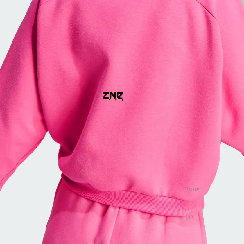 Adidas Z.N.E. Full-Zip Hooded Sweatshirt with Monochrome Logo Women Hoodie Pink IN5131