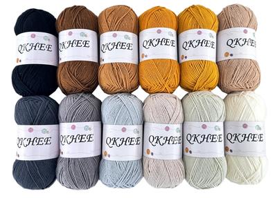 QKHEE Baumwolle Medium und für und Plüschtiere Garn, Dünn, 12-Farben-Set, ca.. 50g/180m Knäuel, Häkeln, Stricken, Weben, (Morandi)