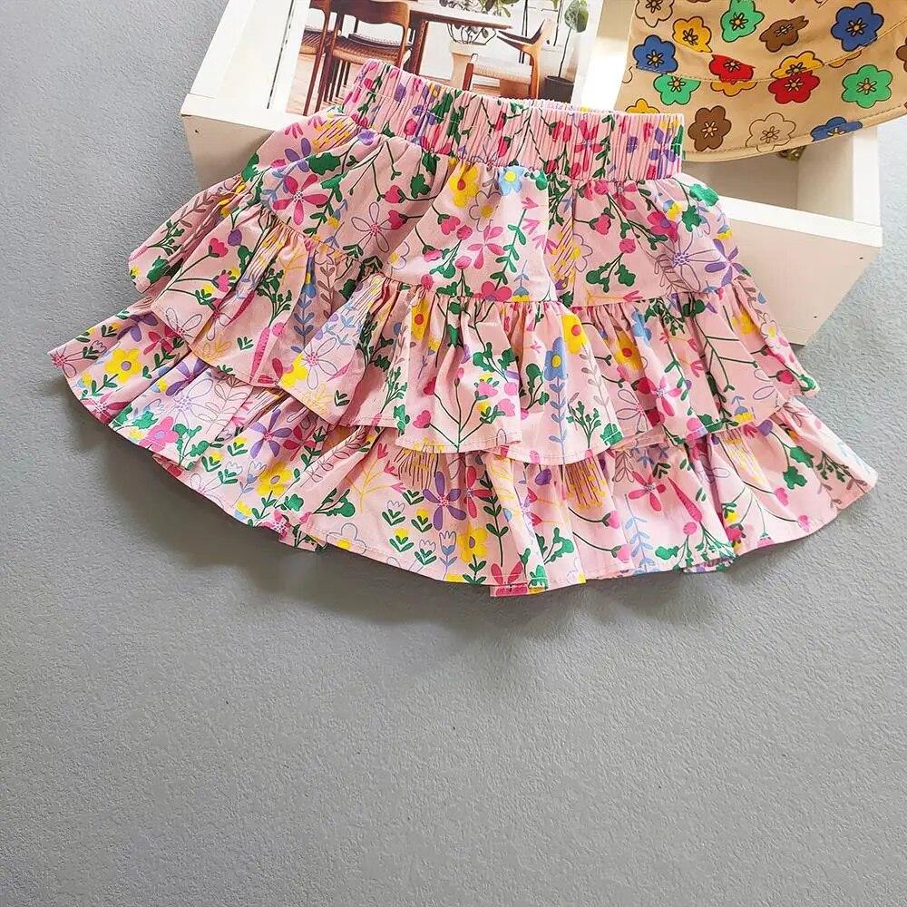 Blumendruck Kinder Mädchen Kuchen Röcke für Kinder Sommer Tutu Ballkleid Rock Baumwolle Kleinkind Kostüm
