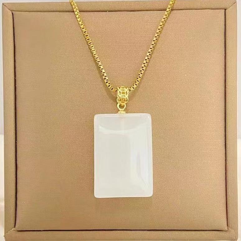 Light Luxury Hetian Jade No Matter Brand Necklace Female Retro Design Simple And Versatile Jade Pendant Accessories