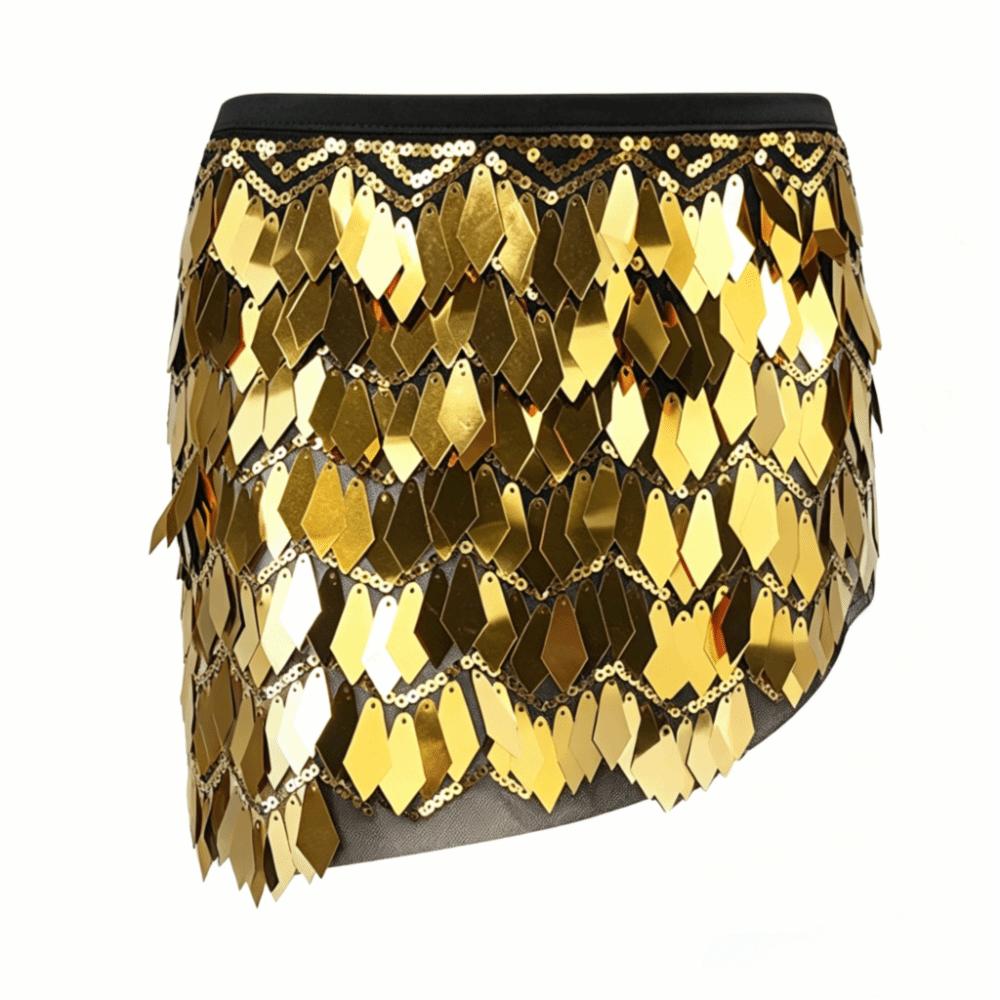 Holographic Sequin Sequin Mini Skirt Lace-Up Design Performance Costume Skirt  Dance Performance