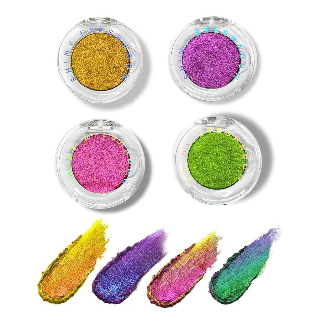 Holographic Shimmer Eyeshadow Palette - Intense Metallic Glitter and Face Highlighter, Smudge-Proof Waterproof Wear, Sparkling Cosmetic Pigments