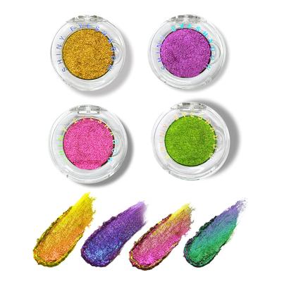 Holographic Shimmer Eyeshadow Palette - Intense Metallic Glitter and Face Highlighter, Smudge-Proof Waterproof Wear, Sparkling Cosmetic Pigments