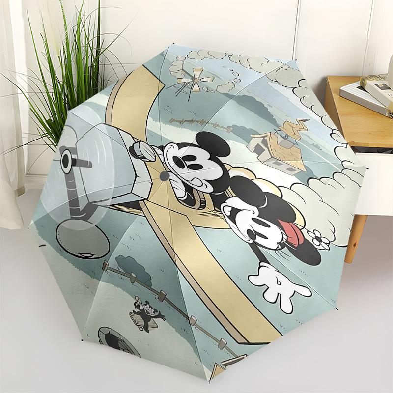 

Mickey Mouse, Minnie Mouse Themed Automatic Opening and Closing Umbrella, Brightly Colored 8-rib Portable Umbrella, Suitable for Men and Wom