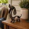 Dekorative Eingangsstatuette, Vintage-Eisen-Dackel-Figur, Niedliche Welpen-Skulptur, Künstlerische Metall-Tierstatue für den Außenbereich, Garten
