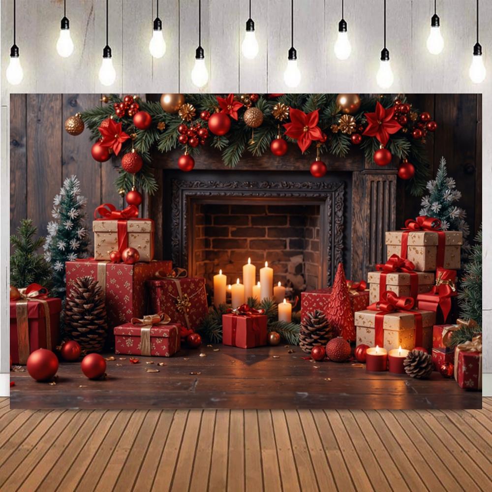 Christmas Day Wreath Snowman Photography Backdrop Props Family Xmas Eve Party Decor Banner New Year Photo Backgrounds13