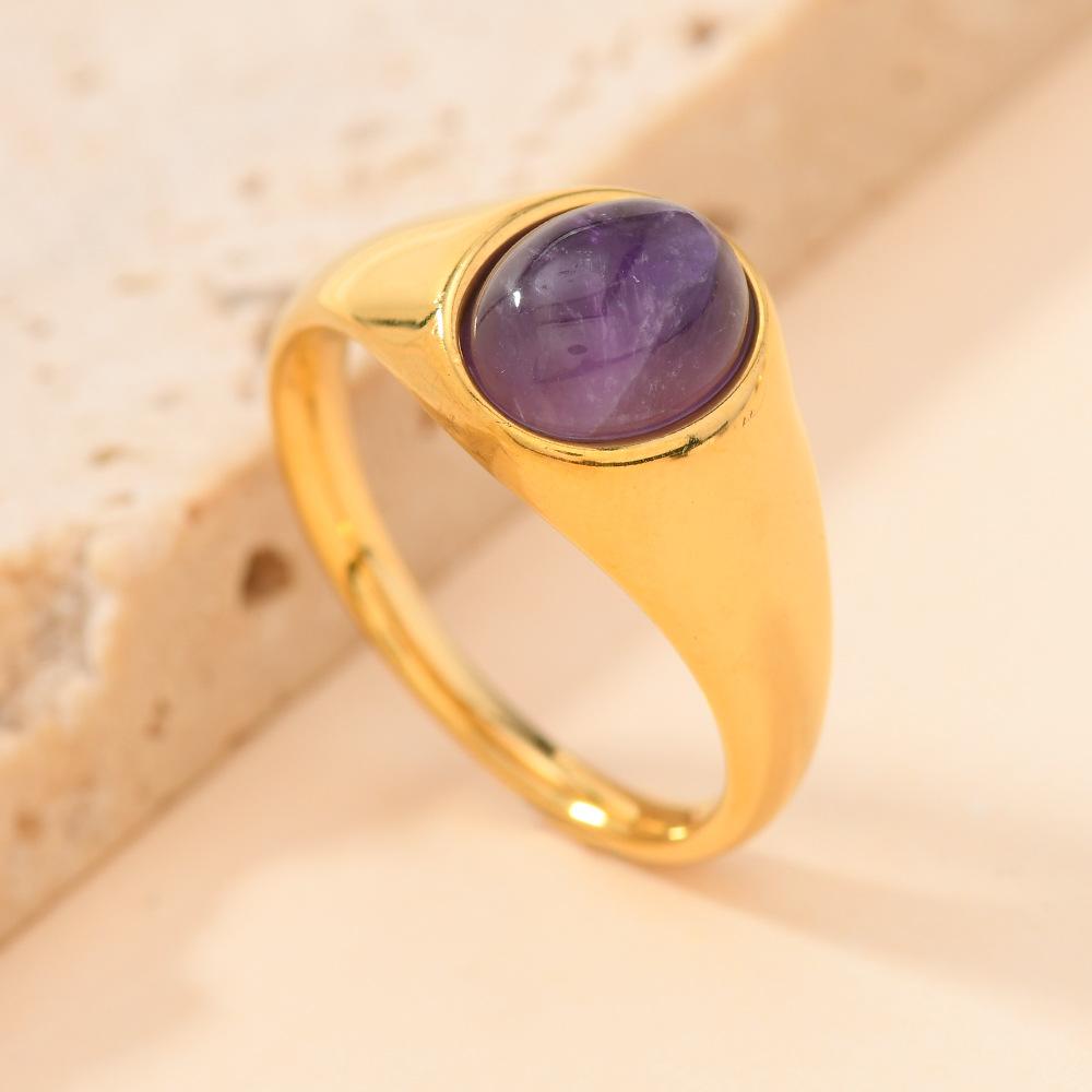Vintage Ring with Stone Stainless Steel Metal Tiger Eye Stone Ring for Women Jewelry Finger Accessory