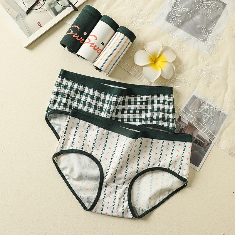 5Pcs/Set Women's Panties Pure Cotton Breathable Underwear Cute Print Girls Briefs