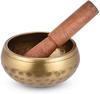 Messing Meditations-Klangschale mit Holzschlägel, Traditioneller Tibetischer Stil, Gehämmertes Finish, Nepalesische Buddhistische Gebetsschale, Kupferschale