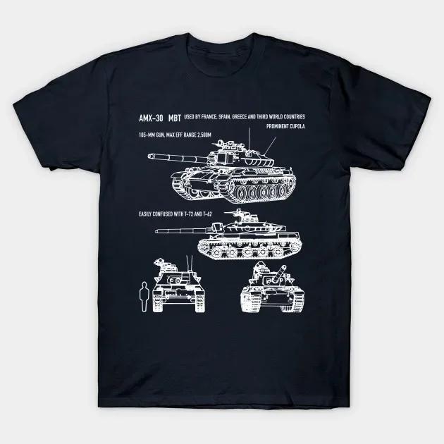 French AMX30 Main Battle Tank Blueprint TShirt 100 Cotton ONeck Summer Short Sleeve Casual Mens Tshirt Size S3XL