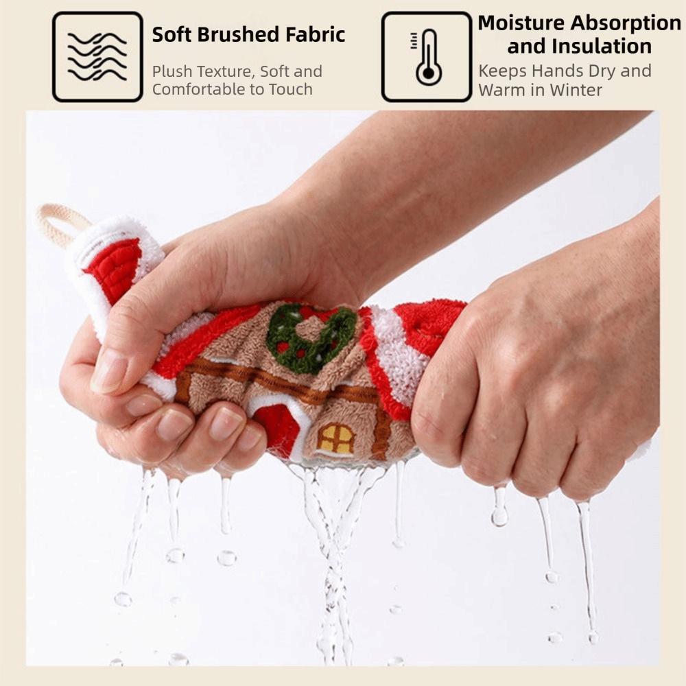 Kawaii Xmas Hanging Hand Towel Creative Cleaning Hand Cloth Santa Claus Handkerchief Home Decor