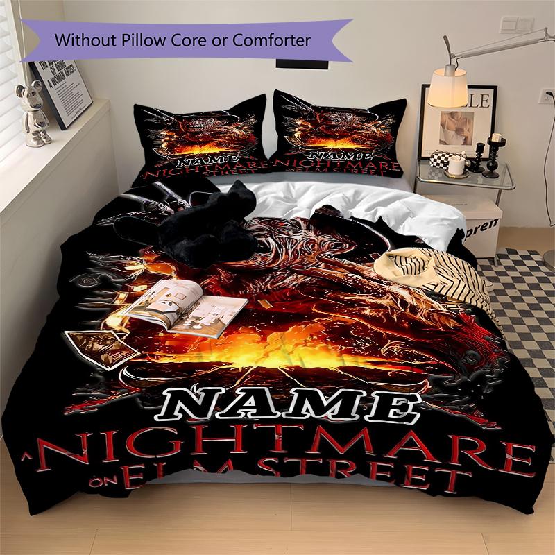 Custom Textile Nightmare Horror Bedding 3 Piece Set HD Print Duvet Cover Pillowcases for Teens Adult Bedroom Decoration