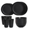 Microwave Safe Dishes 16 PCS Plates And Bowls Sets, Unbreakable Dinner Plate, Dessert Plates, Cereal Bowl, Drinking Cups