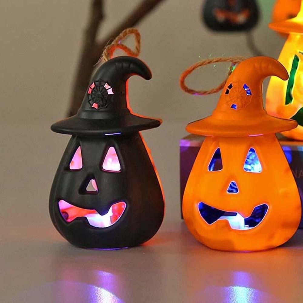 Pure Orange Halloween Pumpkin Lantern Cell Battery Operated Electronic Candle Lamp Kids Adults