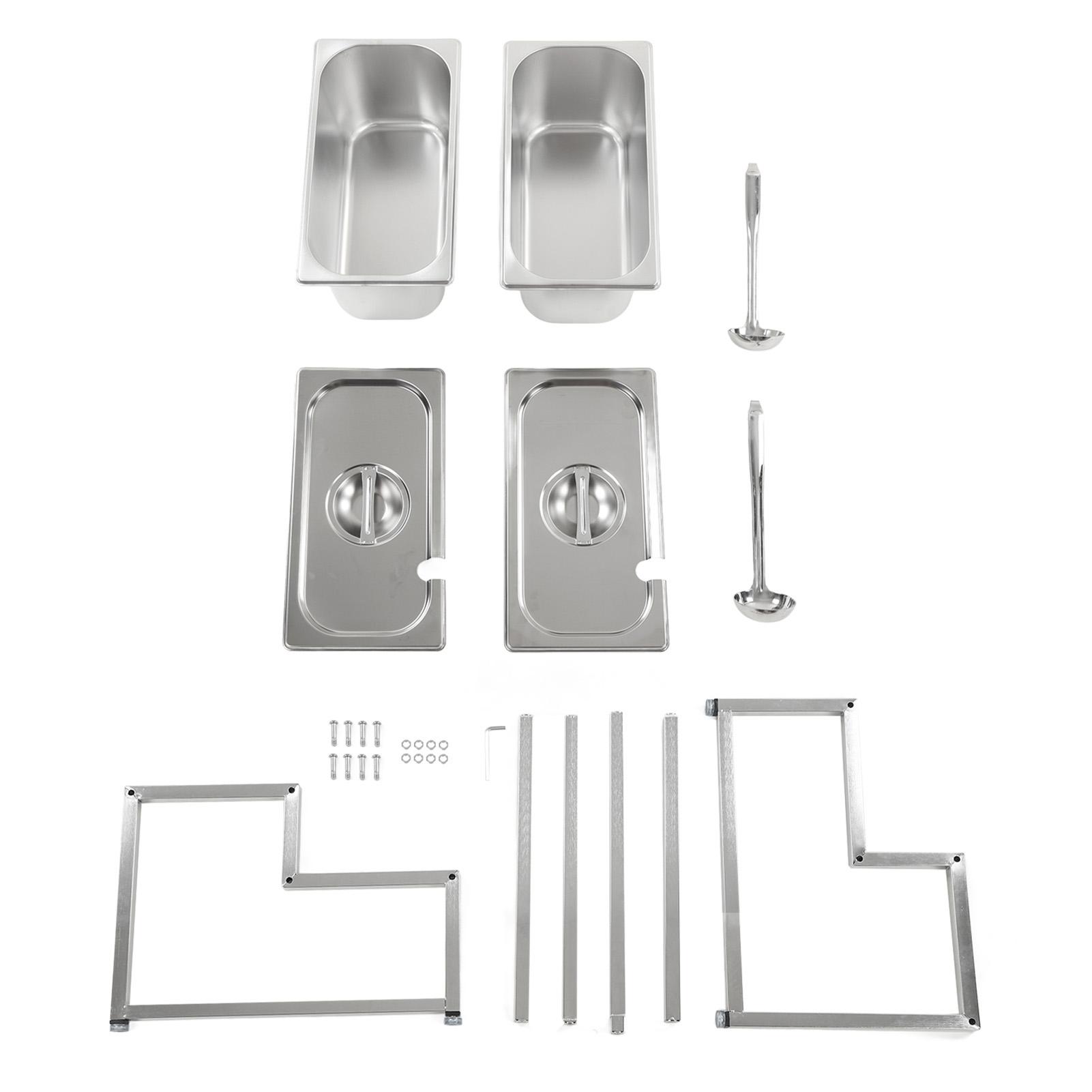 

Spice Container Box Rack Double Layer Stainless Steel Retractable Seasoning Jam Holder for Kitchen 2x1/3 Pans