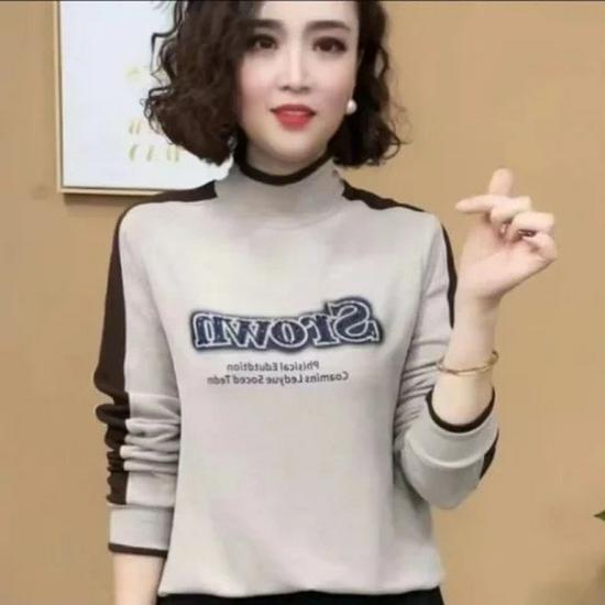 Women's Double-Sided Velvet Stitching Long-Sleeve Top - Autumn/Winter Fashion