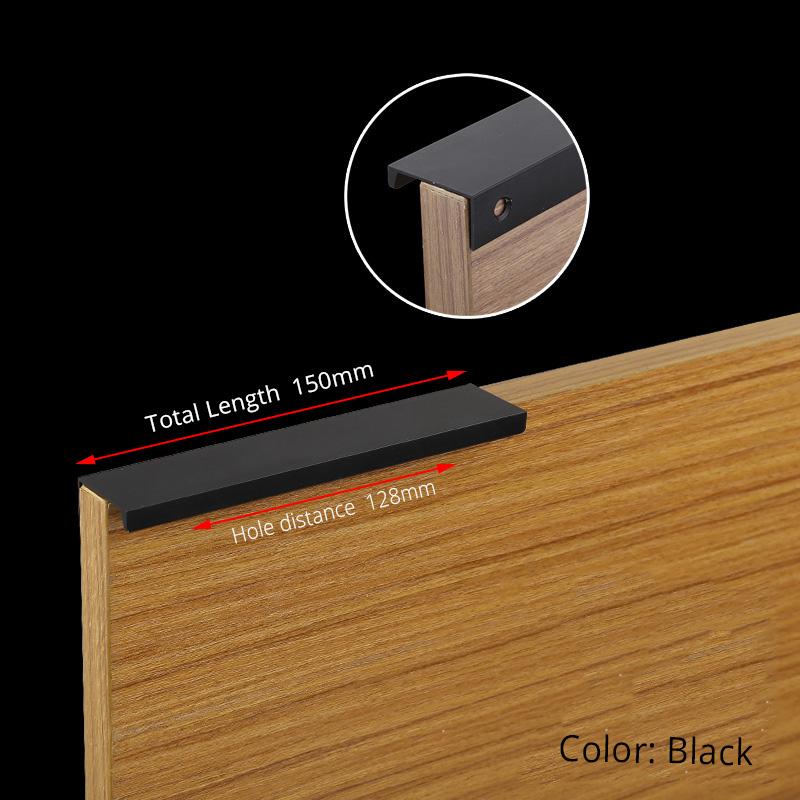 KAK Gold Silver Black Hidden Cabinet Handles Zinc Alloy Kitchen Cupboard Pulls Drawer Knobs Furniture Door Handle Hardware