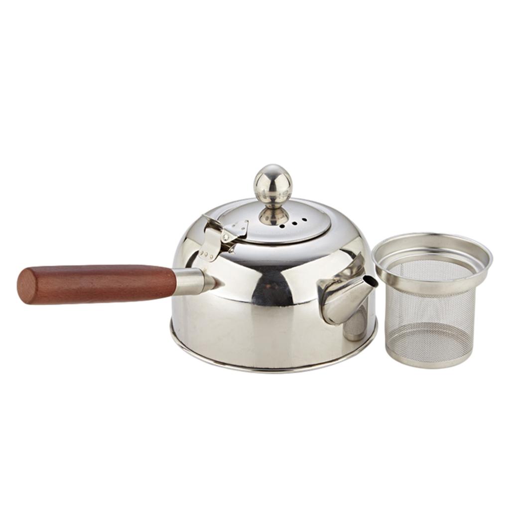 Roestvrijstalen Ketel Koffieketel Kungfu Theeketel Met Filter Inductiekookplaat Platte Bodem Percolator Theepot