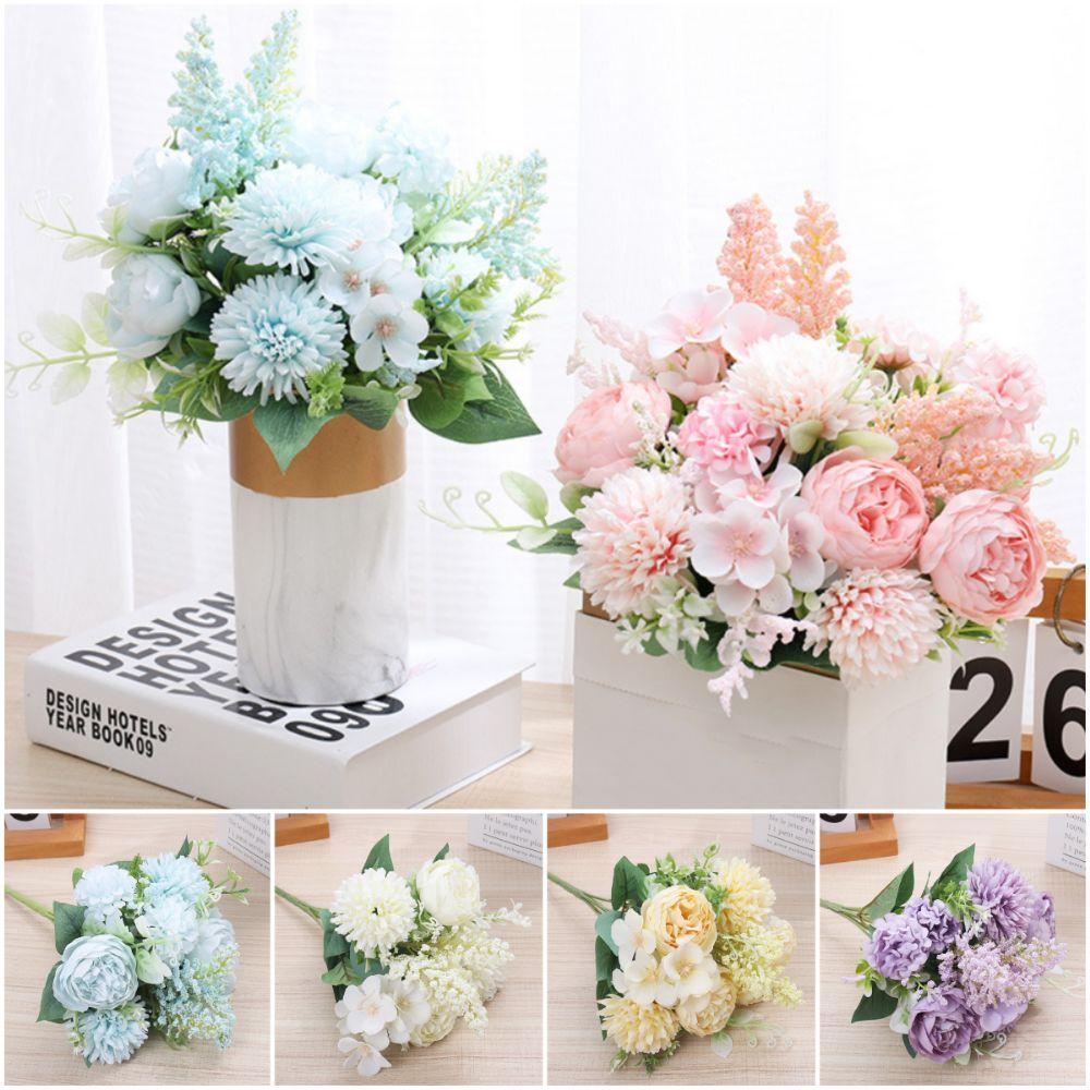DIY Artificial Peony Flowers Silk Petal Foam Spica Simulation Dandelion Flowers  Wedding Ornament