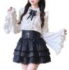 MODKOKU Mini Princess Detachable Long Short Size M Women's 4-Piece Set, Blouse, Skirt, Sleeves, Sleeves, Lace, Ruffles, Ribbons, Lolita, Cross,
