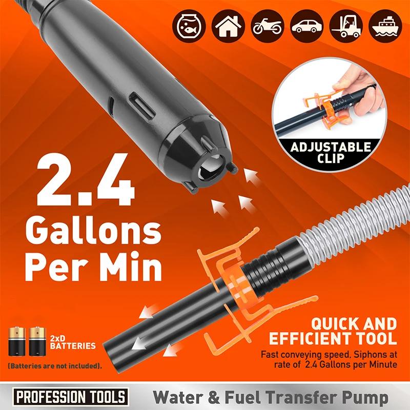 Benzinli Araçlar İçin Elektrikli Transfer Pompası Taşınabilir Pil Güçlü Transfer Pompası Ekipmanı Yakıt Yağı Benzin Su Petrol İçin Tabancalı Ağızlı