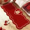 Thick Red Wedding Bedside Rug - Non-slip Festive Floor Mat for Bridal Room