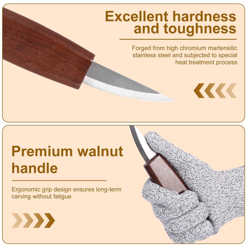 Wood Carving Tools Set with Detail Wood Carving Knife Wood Chisel Knife Gloves Carving Knife Sharpener Woodworking Tools