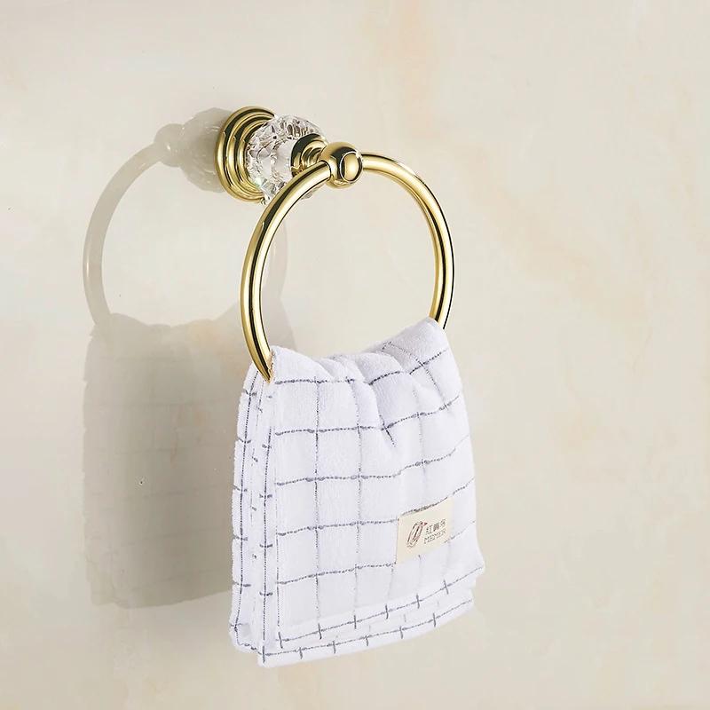 Luxus Kristall Badezimmerzubehör Set Gold Poliertes Badezimmer-Beschläge Set Wandmontiertes Badezimmer-Produkte Korbregal