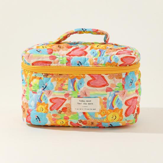 Portable Cosmetic Bag Colorful Print Zipper Closure Large Capacity with Handle Portable Wash Pouch Multi-function Item Storage Bag Travel Toiletry Bag