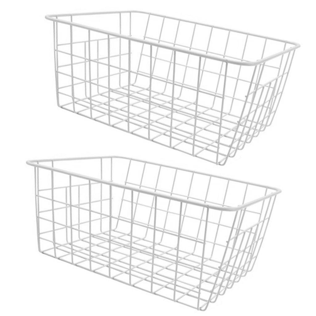 Freezer Basket Rust Proof Large Capacity Iron Storage Bin for Refrigerator Fruits Snacks Drinks