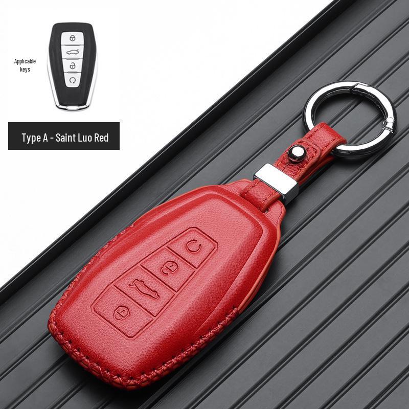 Genuine Leather Key Case for Geely Boyue, Xingyue L, Binyue ICON, Xingrui, Panda Mini - Premium Metal Shell